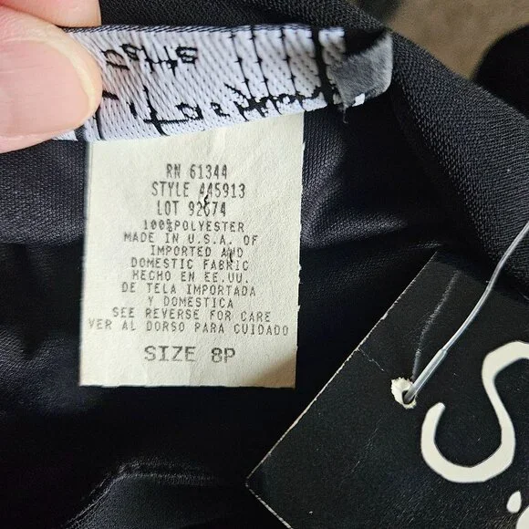 S.L. Fashions Womens Elegant Black Size 8 Petite V-Neck Layered Hem Dress Party - Picture 11 of 12